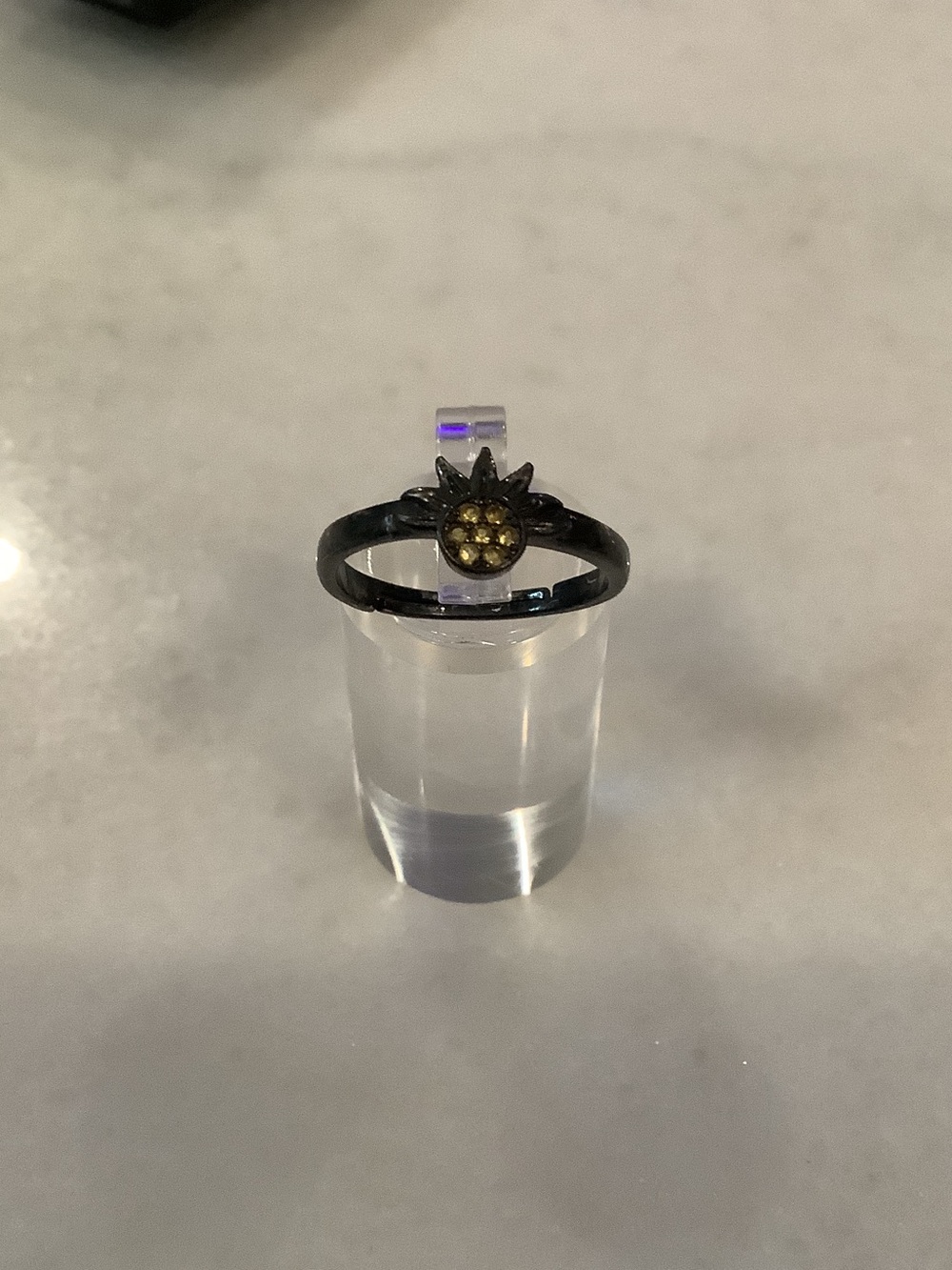 Black Band Ring with Gold Pineapple Accent, Brand New